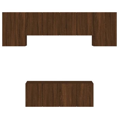 vidaXL 6 Piece TV Wall Units Brown Oak Engineered Wood