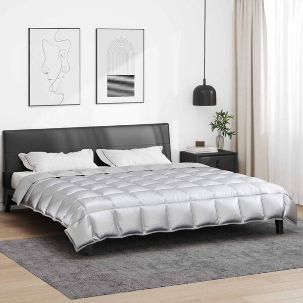 vidaXL Winter Duvet Silver 200 x 200 cm Satin and Microfiber