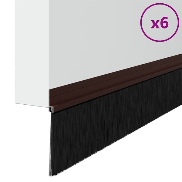 vidaXL Self-adhesive Door Brush Seals 6 pcs Brown 100 cm