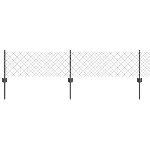 vidaXL Chainlink Fence with Post 10 x 0.4 m PVC-Coated Steel Grey Mesh