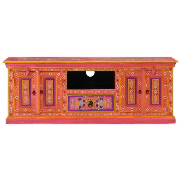 vidaXL TV Cabinet Pink 110x30x40 cm Solid Wood Mango