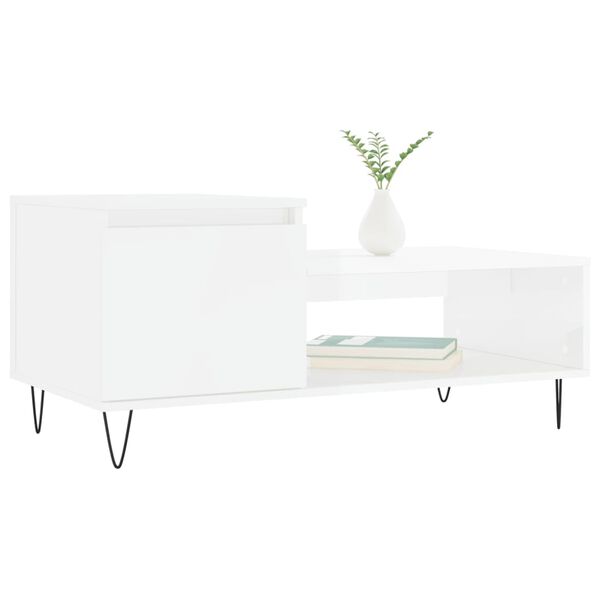 vidaXL Coffee Table High Gloss White 100x50x45 cm Engineered Wood