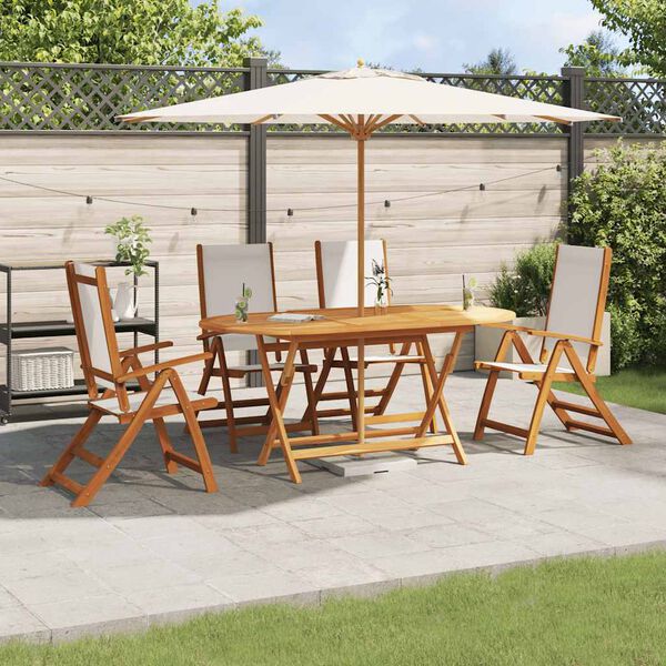vidaXL 5 Piece Garden Dining Set Solid Wood Acacia and Textilene