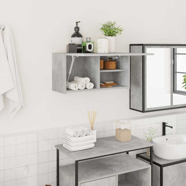 vidaXL Bathroom Wall Cabinet Concrete Grey 60x25x30 cm Engineered Wood