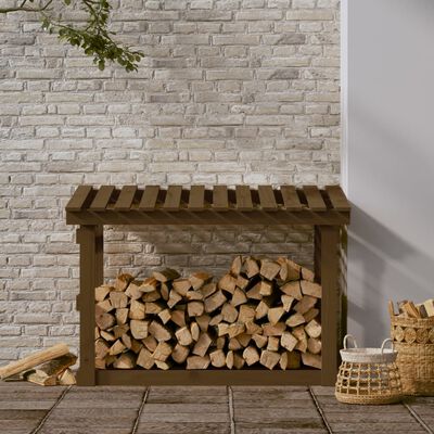 vidaXL Firewood Rack Honey Brown 108x64.5x77 cm Solid Wood Pine
