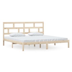 vidaXL Bed Frame without Mattress Solid Wood Pine 200x200 cm (810037+814214)