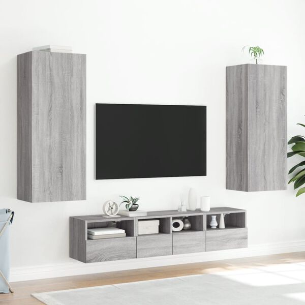 vidaXL TV Wall Cabinet Grey Sonoma 40.5x30x102 cm Engineered Wood