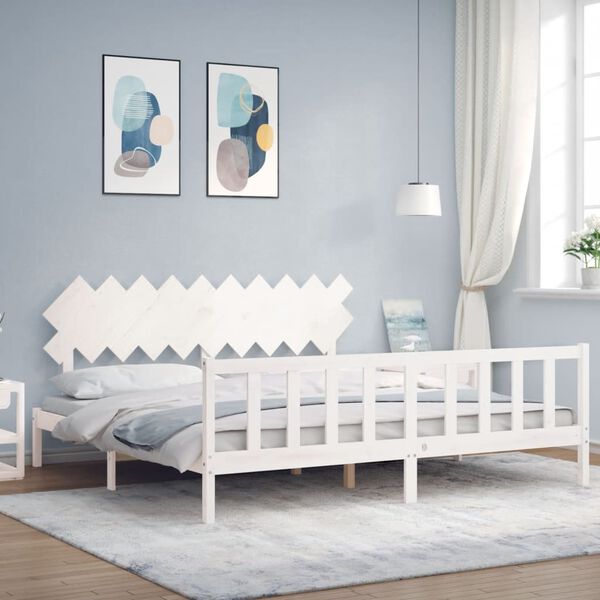 vidaXL Bed Frame without Mattress White 200x200 cm Solid Wood Pine