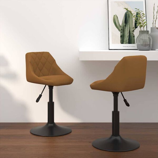 vidaXL Swivel Dining Chairs 2 pcs Brown 46 x 44 x 77.5 cm Faux leather