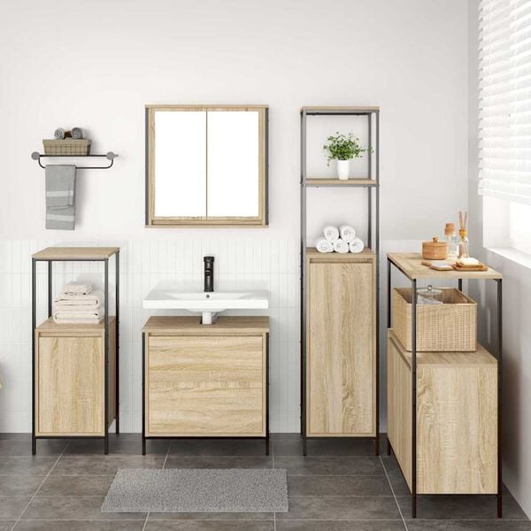 vidaXL 2 Piece Bathroom Furniture Set Sonoma Oak Engineered Wood