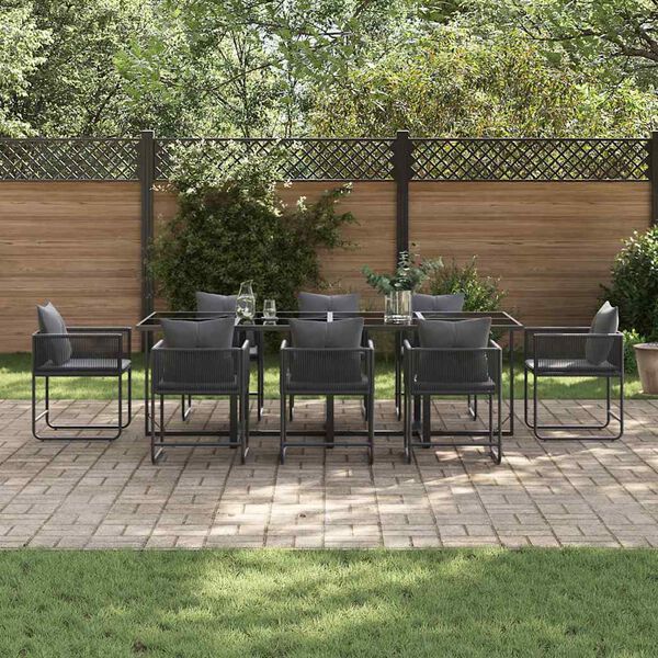 vidaXL Garden Dining Set 9 pcs Black Steel