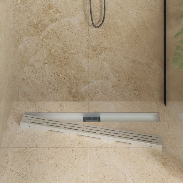 vidaXL Shower Drain with Line Design Silver 100 cm Stainless Steel 304