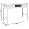 vidaXL Desk White 108x45x76 cm Solid Wood Paulownia