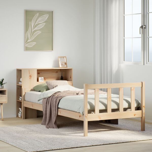 vidaXL Bookcase Bed without Mattress 75x190 cm Small Single Solid Wood Pine