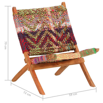 vidaXL Folding Chindi Chair Multicolours Fabric