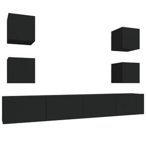 vidaXL 6 Piece TV Cabinet Set Black Engineered Wood