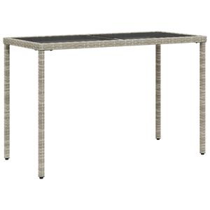 vidaXL Garden Table with Glass Top Light Grey 115x54x74 cm Poly Rattan