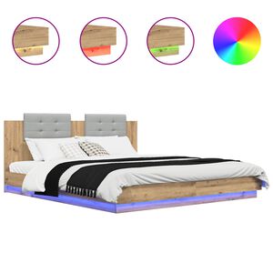 vidaXL Bed Frame with Headboard with Storage Artisan Oak 180 x 200 cm