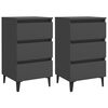 vidaXL Bed Cabinet with Metal Legs 2 pcs Grey 40x35x69 cm