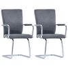 vidaXL Cantilever Dining Chairs 2 pcs Suede Grey Faux Leather