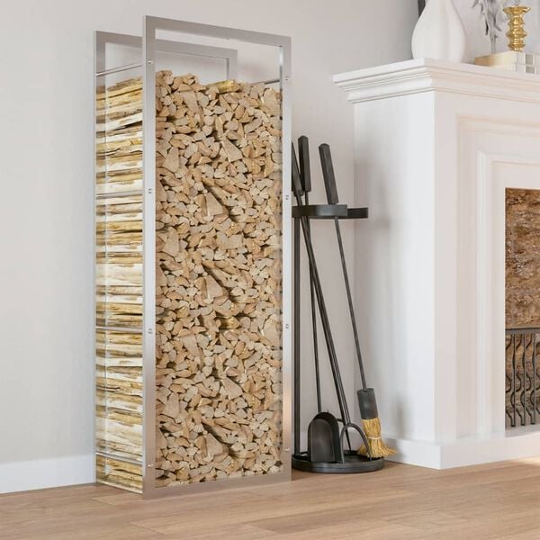 vidaXL Firewood Rack 50x28x132 cm Stainless Steel