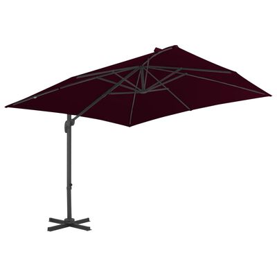 vidaXL Cantilever Umbrella with Aluminium Pole Bordeaux Red 300x300 cm