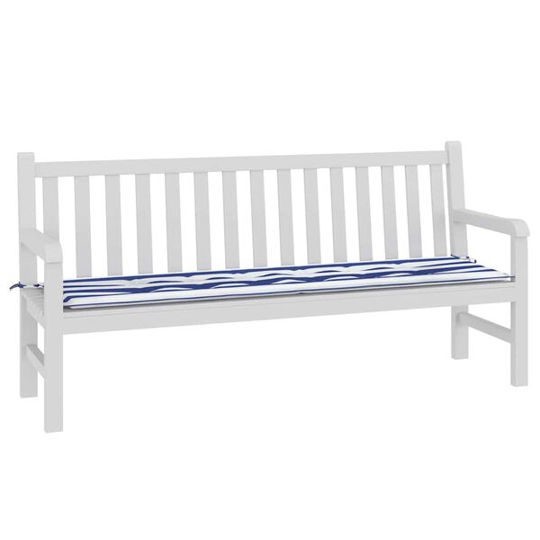 vidaXL Garden Bench Cushion Striped Blue and white 180 x 50 x 4 cm