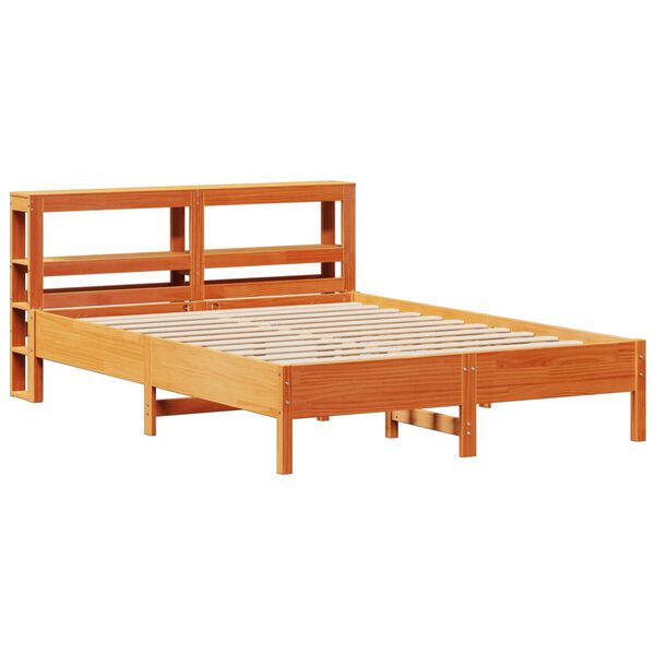 vidaXL Bed Frame without Mattress Wax Brown 135x190 cm Double Solid Wood Pine