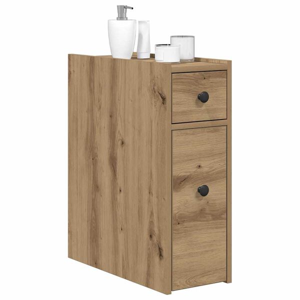 vidaXL Narrow Bathroom Cupboard with Wheels Artisian Oak Engineered Wood