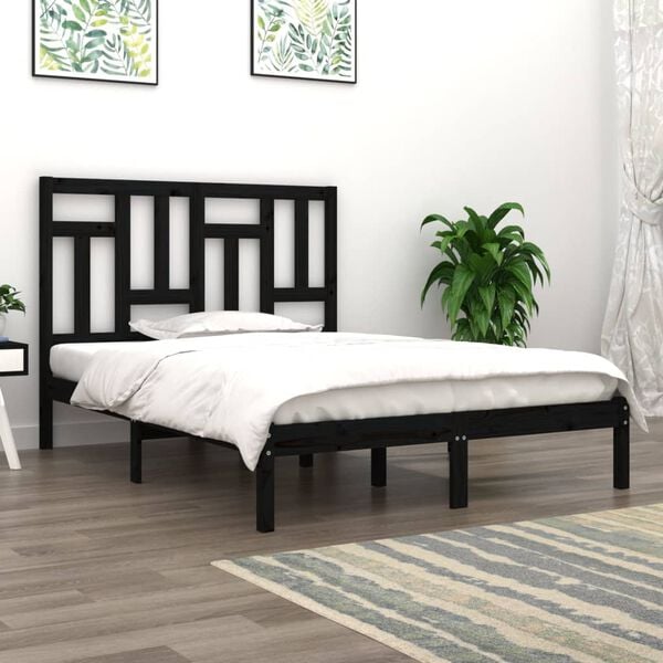 vidaXL Bed Frame without Mattress Black 200x200 cm Solid Wood Pine