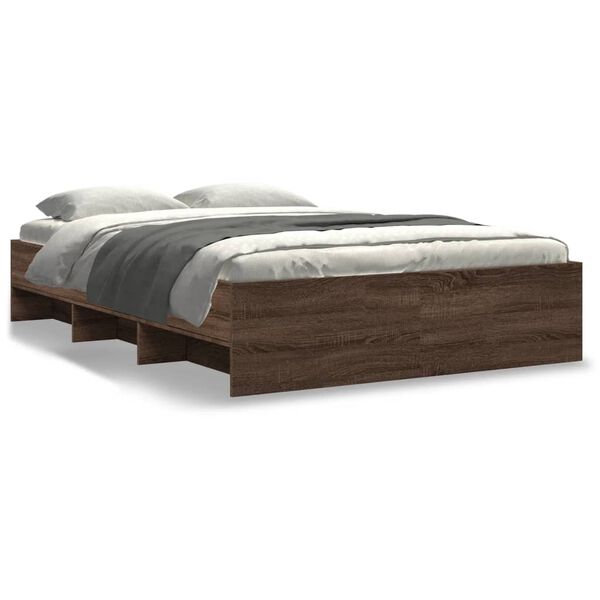 vidaXL Bed Frame without Mattress Brown Oak 120x190 cm Small Double Engineered Wood
