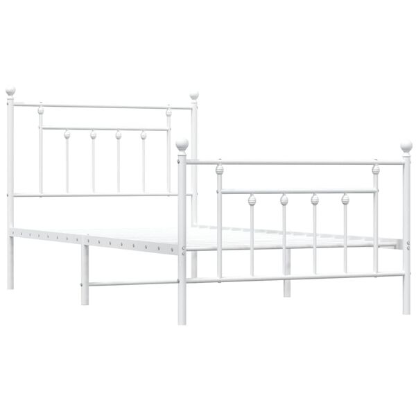 vidaXL Metal Bed Frame without Mattress with Footboard White 100x190cm