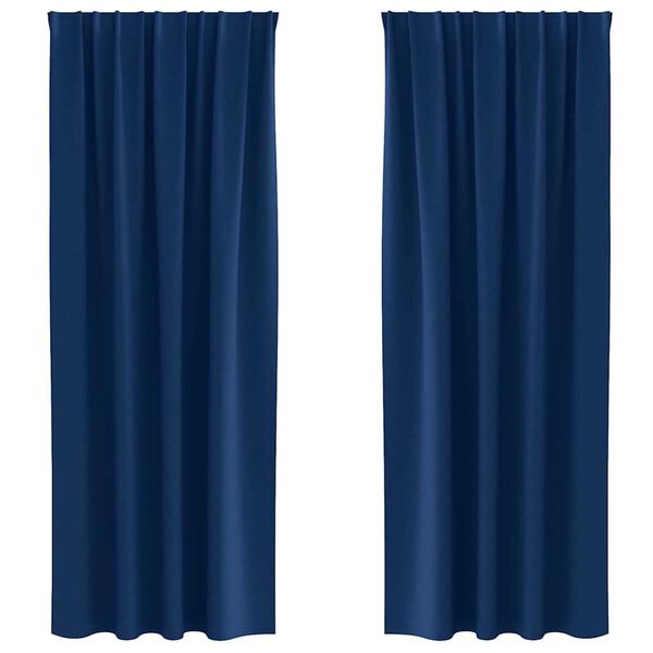 vidaXL Blackout Curtains with Rings 2 pcs Dark Blue 245 x 140 cm