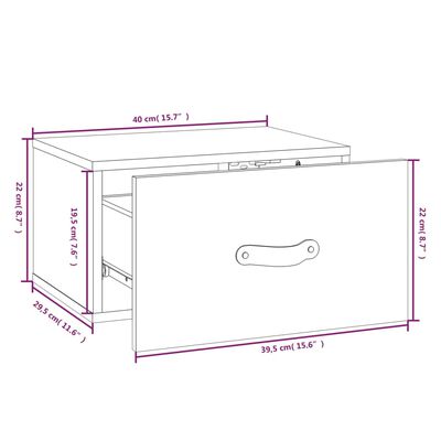 vidaXL Wall-mounted Bedside Cabinets 2 pcs Grey 40x29.5x22 cm