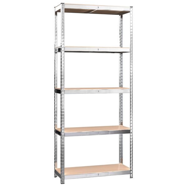 vidaXL 5-Layer Shelves 4 pcs Silver Steel&Engineered Wood