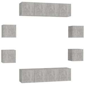 vidaXL 8 Piece TV Cabinet Set Concrete Grey Engineered Wood