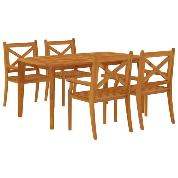 vidaXL 5 Piece Garden Dining Set Solid Wood Acacia