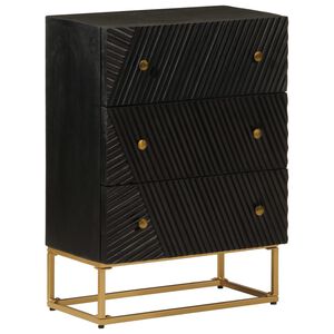 vidaXL Chest of Drawers Black 55x30x76 cm Solid Wood Mango and Iron