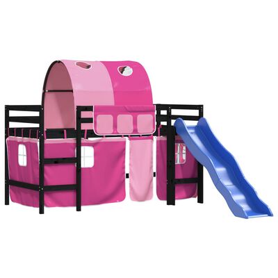 vidaXL Kids' Loft Bed with Tunnel Pink 80x200 cm Solid Wood Pine