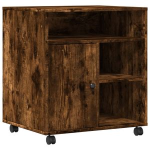 vidaXL Printer Stand with Wheels Smoked Oak 60x50x67 cm