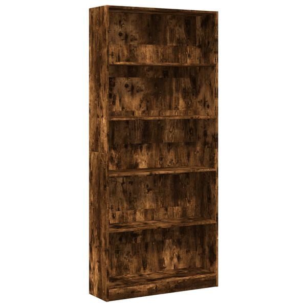 vidaXL Bookcase Smoked Oak 80x24x176 cm Engineered Wood