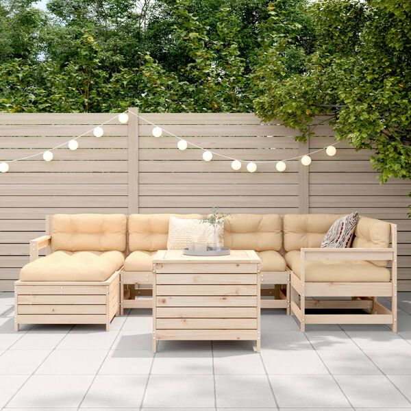 vidaXL 7 Piece Garden Sofa Set Solid Wood Pine