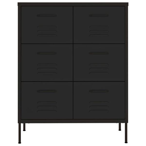vidaXL Drawer Cabinet Black 80x35x101.5 cm Steel