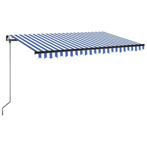 vidaXL Manual Retractable Awning 400x350 cm Blue and White