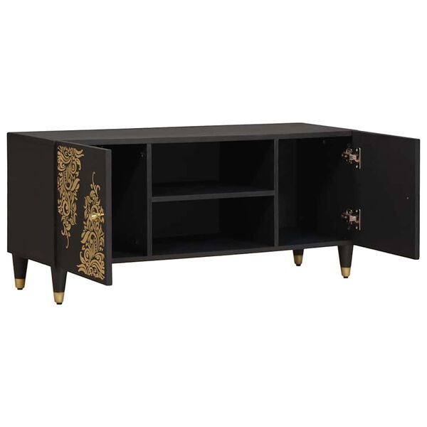 vidaXL TV Cabinet with Shelf Black 105 x 33 x 46 cm Solid Mango Wood
