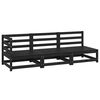 vidaXL 3 Piece Garden Lounge Set Black Solid Pinewood