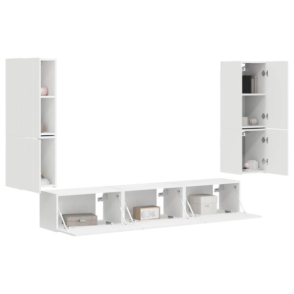 vidaXL TV Cabinet Set Wall-mounted 4 pcs White Engineered Wood