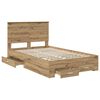 vidaXL Bed Frame with Drawer Artisan Oak 120 x 190 cm Engineered Wood