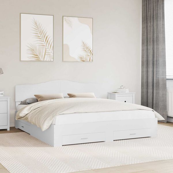 vidaXL Bed Frame with Headboard White 180 x 200 cm Engineered Wood