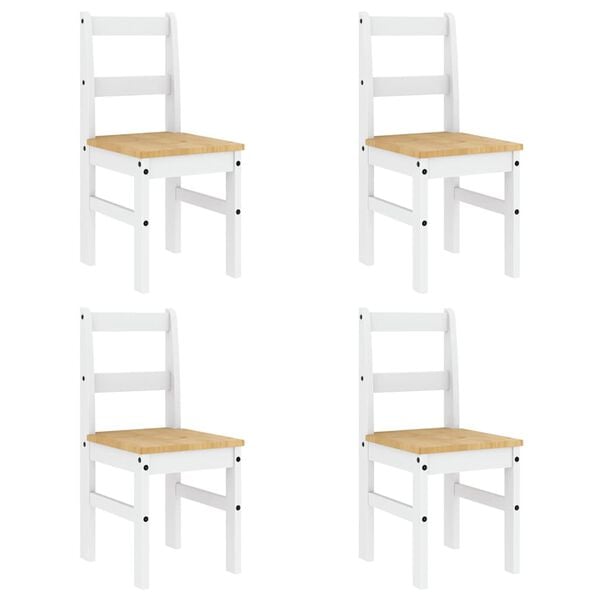vidaXL 5 Piece Dining Set PANAMA White Solid Wood Pine